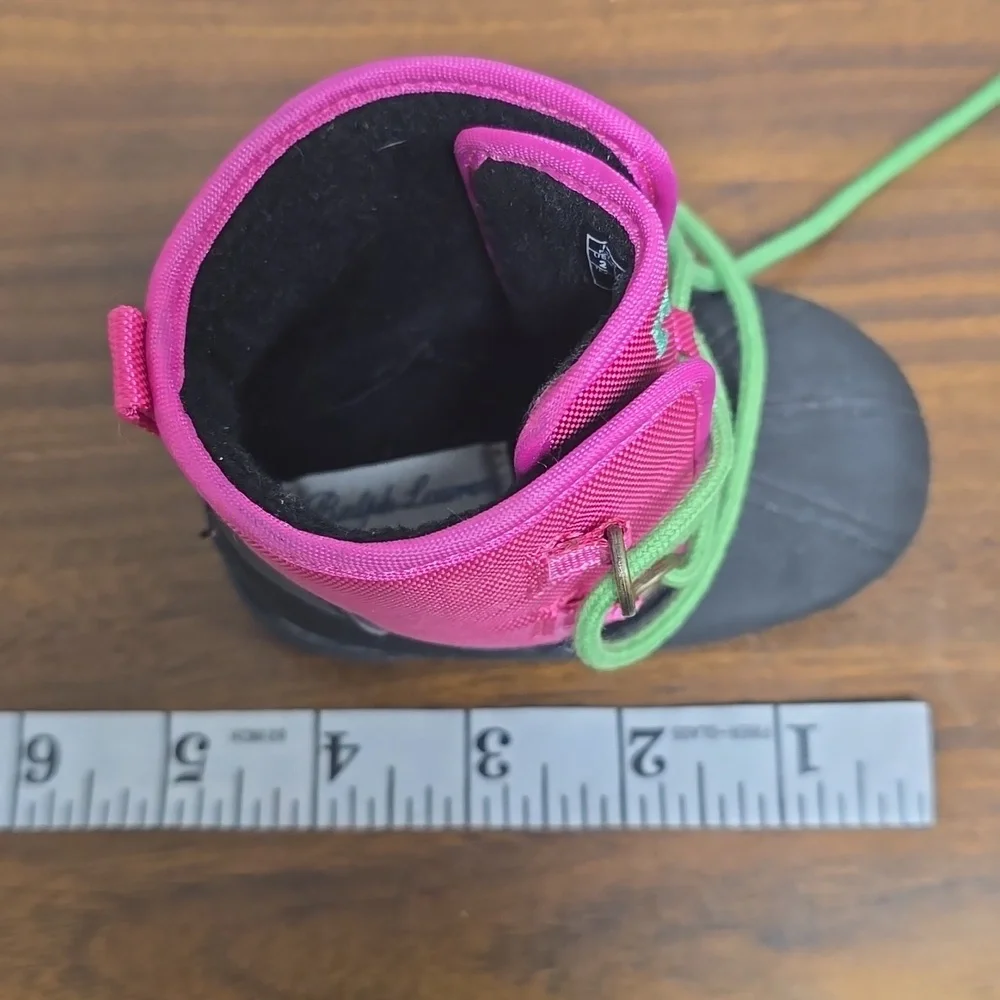 Ralph Lauren Baby Snow Boots | Black w/ Pink | Size USA 2 (4.7” Heel To Toe)